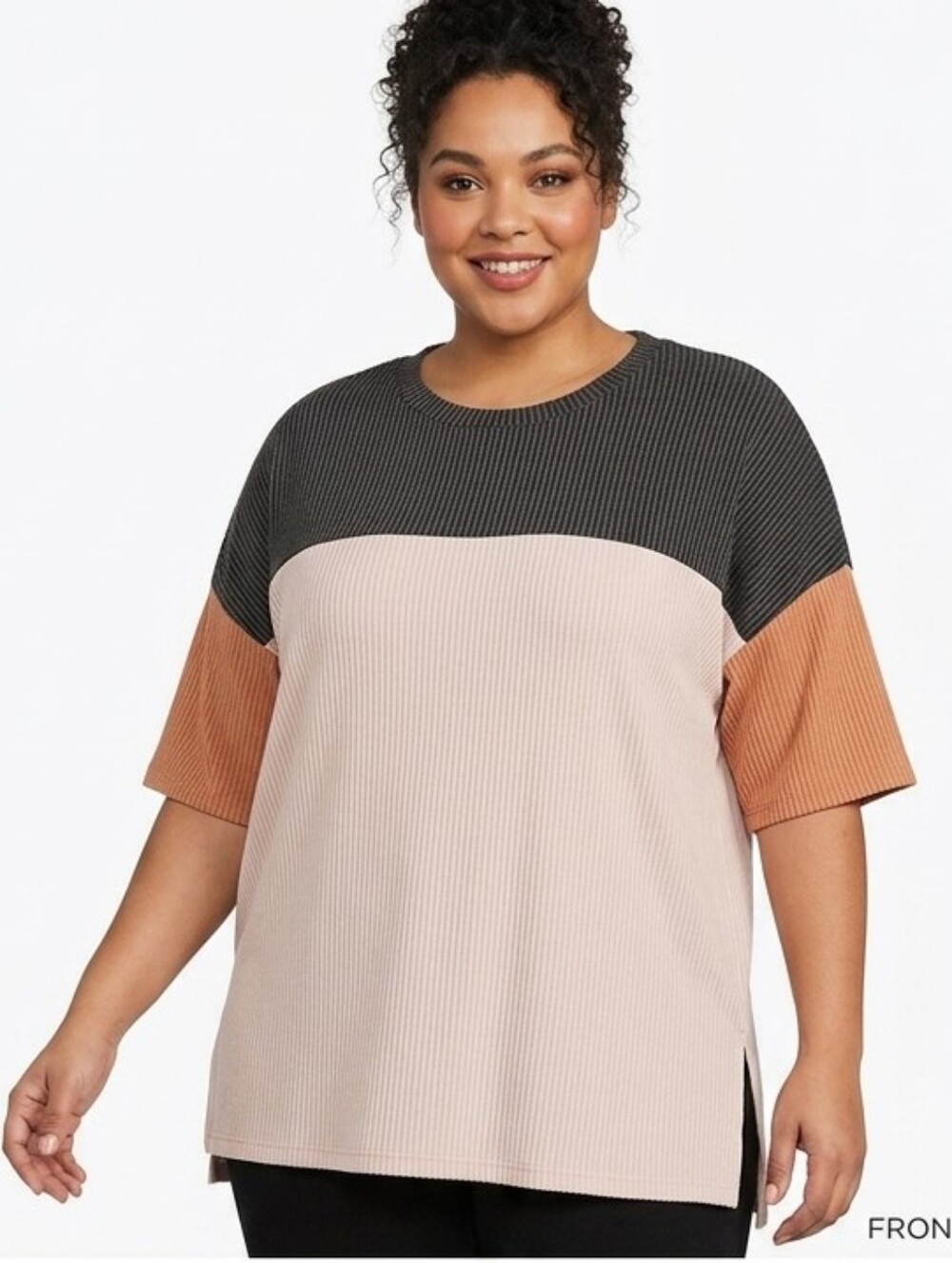 NWOT Oversized Colorblock Ribbed Top